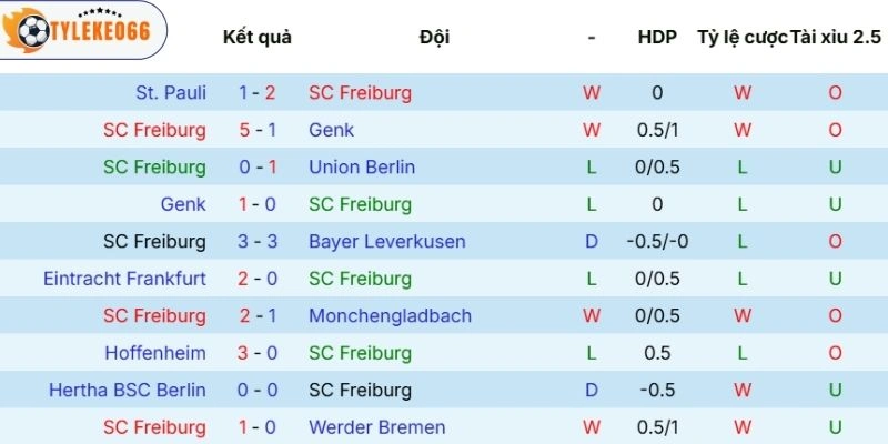 Diễn biến trận vừa qua của Freiburg